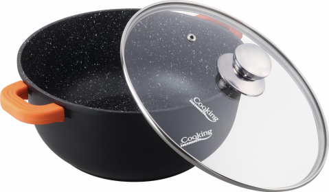 Oale si cratite - SEMIOALA ALUMINIU TURNAT +CAPAC, 32 CM X 14.5 CM , 10 L, DARK LINE, COOKING BY HEINNER 