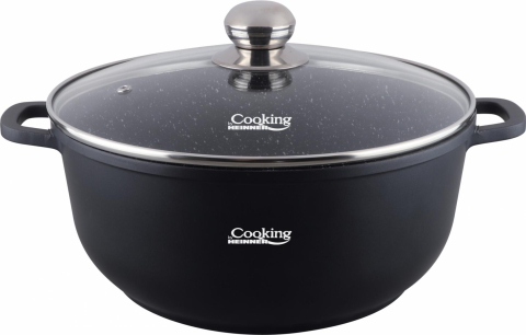 SEMIOALA ALUMINIU TURNAT +CAPAC, 32 CM X 14.5 CM , 10 L, DARK LINE, COOKING BY HEINNER  [1]