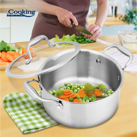 SEMIOALA INOX+CAPAC STICLA 20x10CM, 2.8L, ATOMIC3, COOKING BY HEINNER [5]