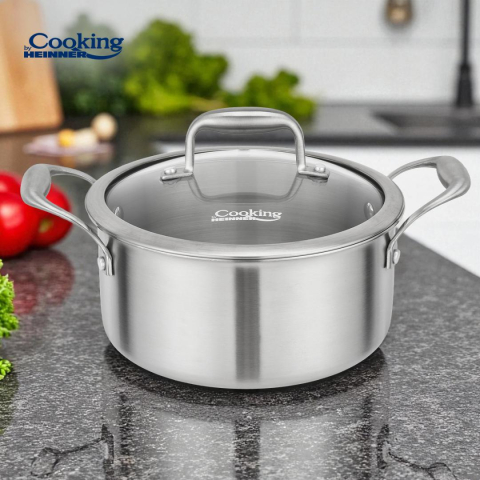 SEMIOALA INOX+CAPAC STICLA 20x10CM, 2.8L, ATOMIC3, COOKING BY HEINNER [4]