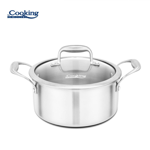 Oale si cratite - SEMIOALA INOX+CAPAC STICLA 24x12CM, 5L, ATOMIC3, COOKING BY HEINNER