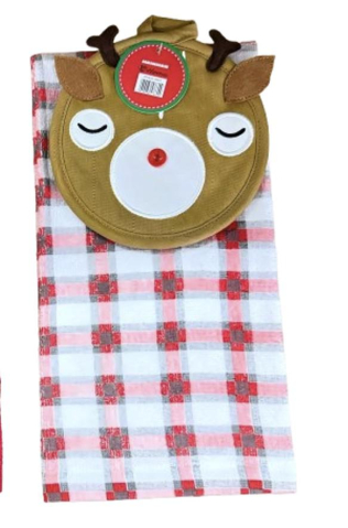 Textile de casa, Decoratiuni si Mobila - Set 2 piese bucatarie:suport vase,prosop Deer