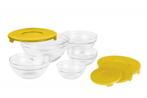Casa & Bricolaj - SET 5 BOLURI DE STICLA CU CAPAC, GALBEN, VANORA HOME