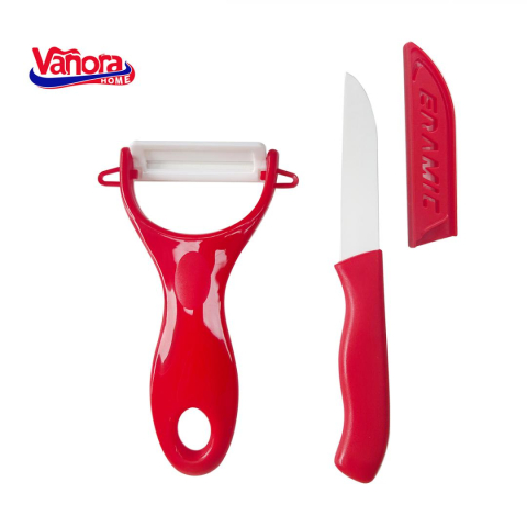 Cutite & seturi - SET CUTIT 7CM+CURATATOR CERAMIC 13x7.6CM (mix 3 culori in bax - 4 rosii, 4 verzi, 4 negre)