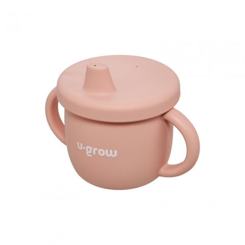Set diversificare 3 piese silicon : bol , farfurie si cana cu cioc, roz, U-Grow [4]