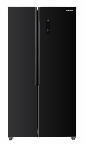 Side by side - Side by Side HEINNER HSBS-HM442NFGBKE++, No Frost, 442 L, Clasa E, Sticla neagra
