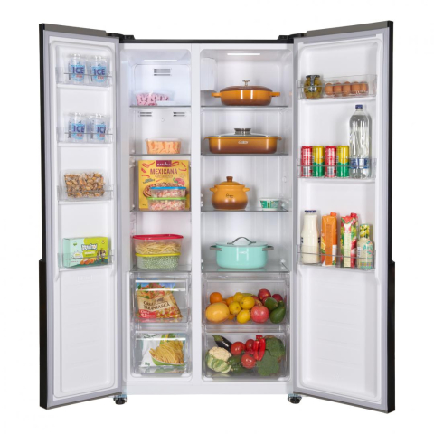 Side by Side HEINNER HSBS-HM442NFGBKE++, No Frost, 442 L, Clasa E, Sticla neagra [2]