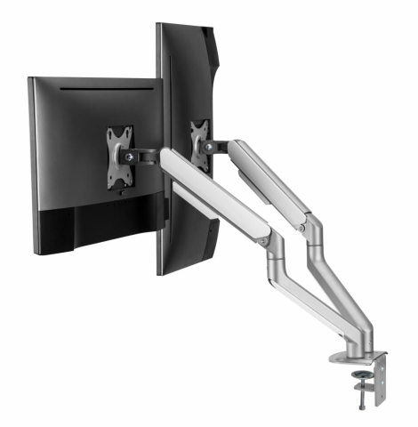 Suport 2 monitoare Serioux MM63-C024, arc cu gaz, compatibilitate dimensiune ecran 17"-32", greutate maximă suportata: (per ecran): 2~ 9kg, VESA: 75x75, 100x100, inclinare: +55°~-55°, pivotare: +90°~- [5]