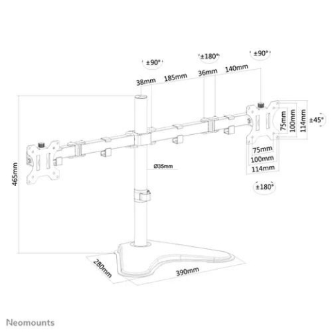 Suport Monitor de Birou Dual, Neomounts by Newstar FPMA-D550DDBLACK , 10" - 32", VESA 100x100, suporta pana la 8kg, negru [1]