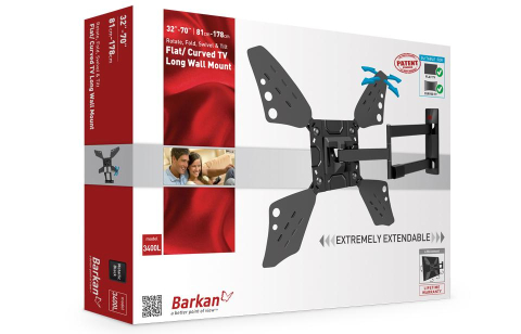 Suporturi TV / Monitor - Suport TV de perete, Barkan 3400LW.W, Fix, 40"- 70", VESA 600 x 400 mm, suporta pana la 25kg, alb