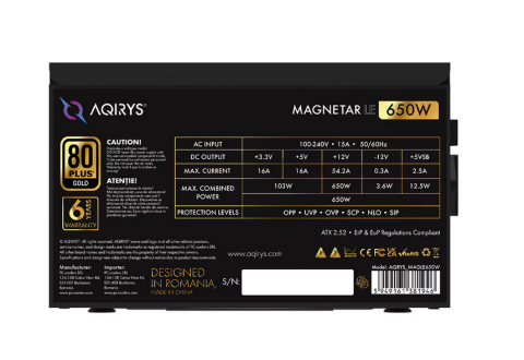 Sursa AQIRYS Magnetar LE, 80 PLUS Gold, 650 W [7]