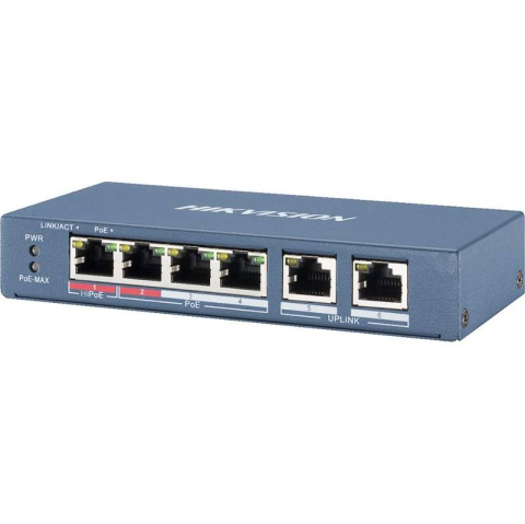 Switch-uri - Switch Hikvision Fast Ethernet DS-3E1106HP-EI, 6 porturi, PoE