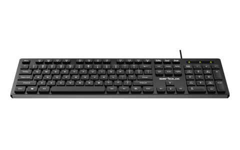 Tastatura Serioux cu fir, interfata USB, 104 taste, material ABS, US Layout, lungime cablu 1.5m PVC, dimensiuni 429*128*20mm; 416g, negru [1]