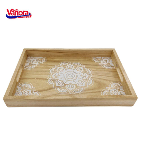 TAVĂ DIN LEMN PENTRU SERVIRE CU MODEL MANDALA, VANORA HOME [1]