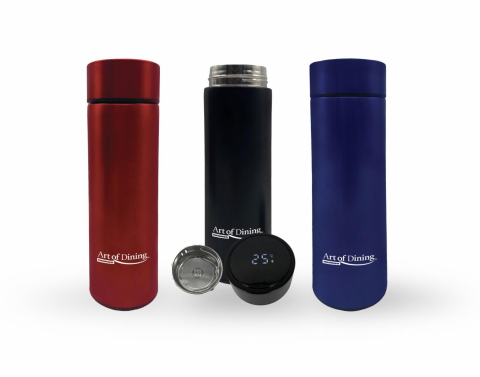 Cani & Cesti - TERMOS INOX 450 ML,INDICATOR LED TEMPERATURA, ART OF DINING BY HEINNER (mix 3 culori in bax, 4 albastre, 4 negre, 4 rosii)