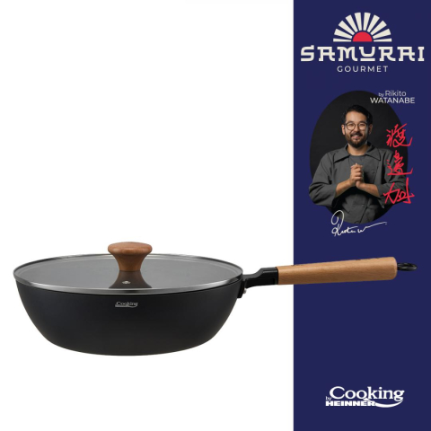 Tigai si seturi - TIGAIE WOK ALUMINIU + CAPAC 28X8 CM, RIKITO WATANABE, SAMURAI GOURMET, COOKING BY HEINNER