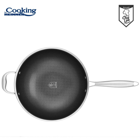 TIGAIE WOK INOX + CAPAC STICLA 30x8.5 CM, 4.5L, TITANIUM3, COOKING BY HEINNER [3]