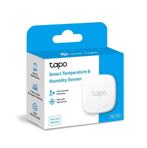 TP-LINK TAPO T310, Senzor smart de temperature si umiditate (necesită Hub Tapo), Wireless: 868 / 922 MHz, Acuratete temperature: ±0.3°C, Acuratete umiditate: ±3%RH, Dimensiuni: 46*46*12.3 mm, Alimenta [1]