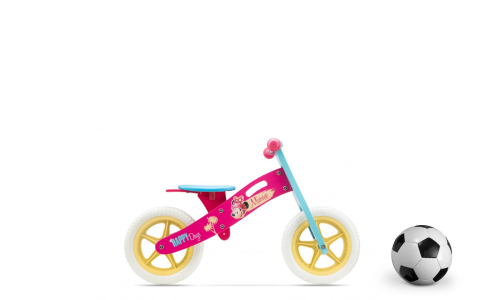 Biciclete - WOODEN BALANCE BIKE, SEVEN, MODEL MINNIE, 12 INCH, ROZ BLUE