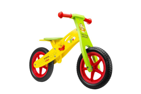 Biciclete - WOODEN BALANCE BIKE, SEVEN, MODEL WTP, 12 INCH, GALBEN VERDE