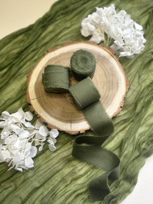 Panglică de bumbac verde olive inchis pentru decor elegant | AnArt Boutique [1]