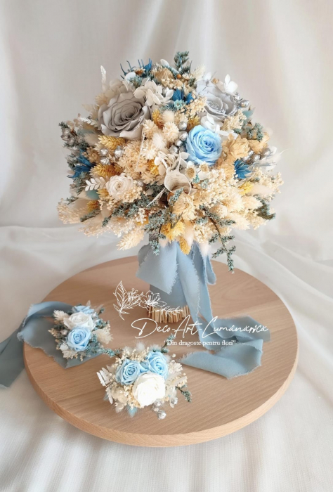 Panglică de mătase albastru prăfuit pentru decor elegant | AnArt Boutique [5]