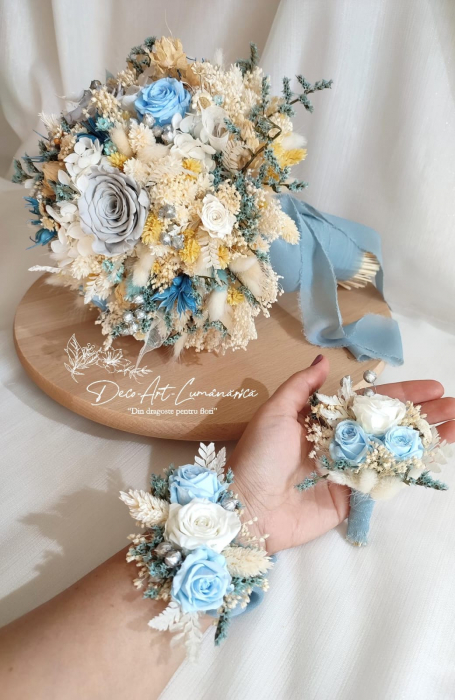 Panglică de mătase albastru prăfuit pentru decor elegant | AnArt Boutique [6]