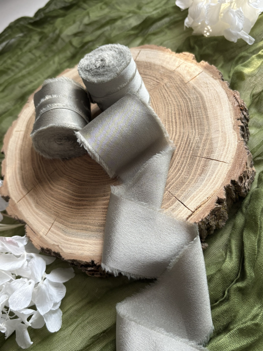 Panglica de matase satinata - Verde sage [2]