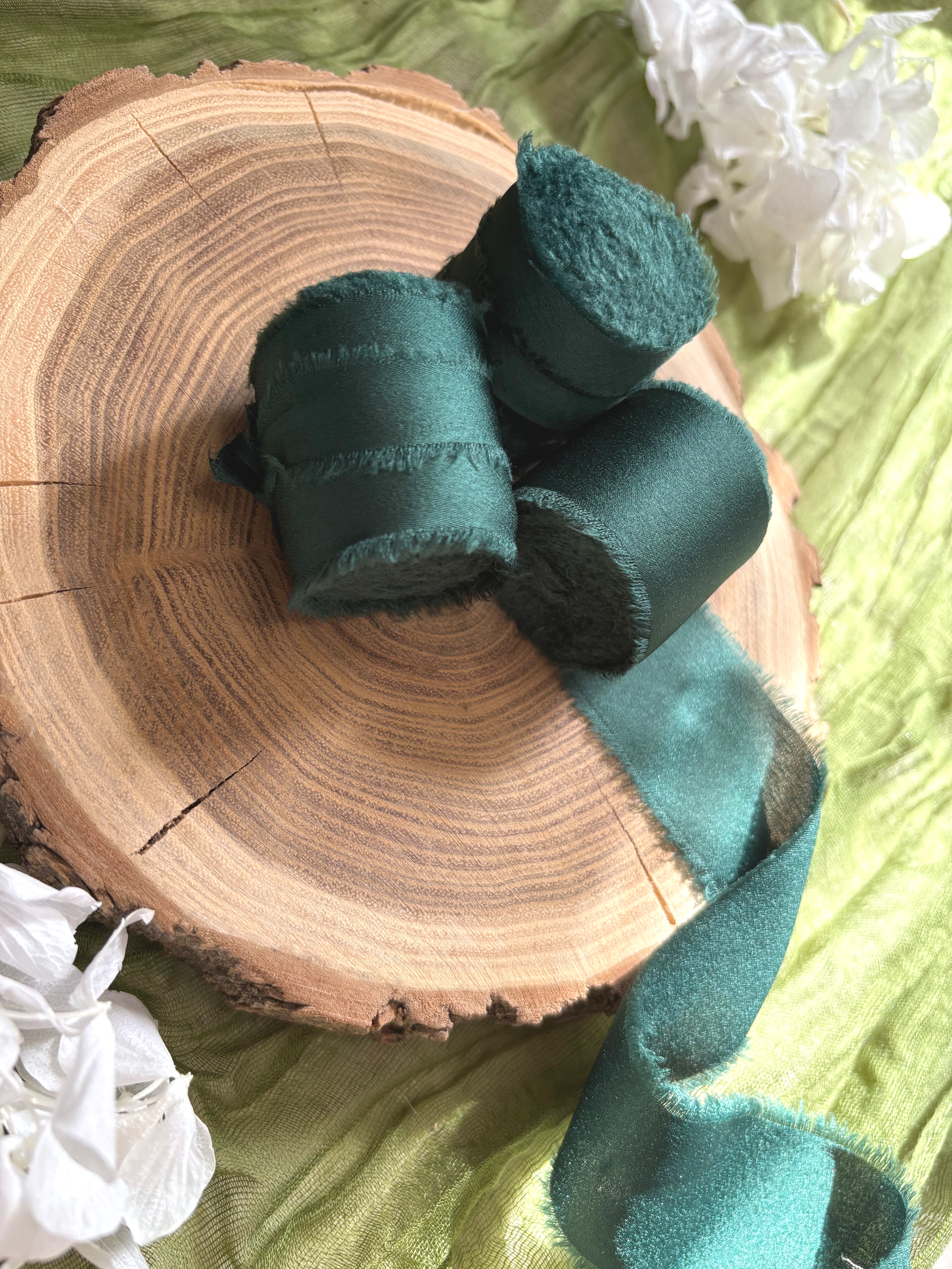 Panglica de matase satinata - Verde padure [2]