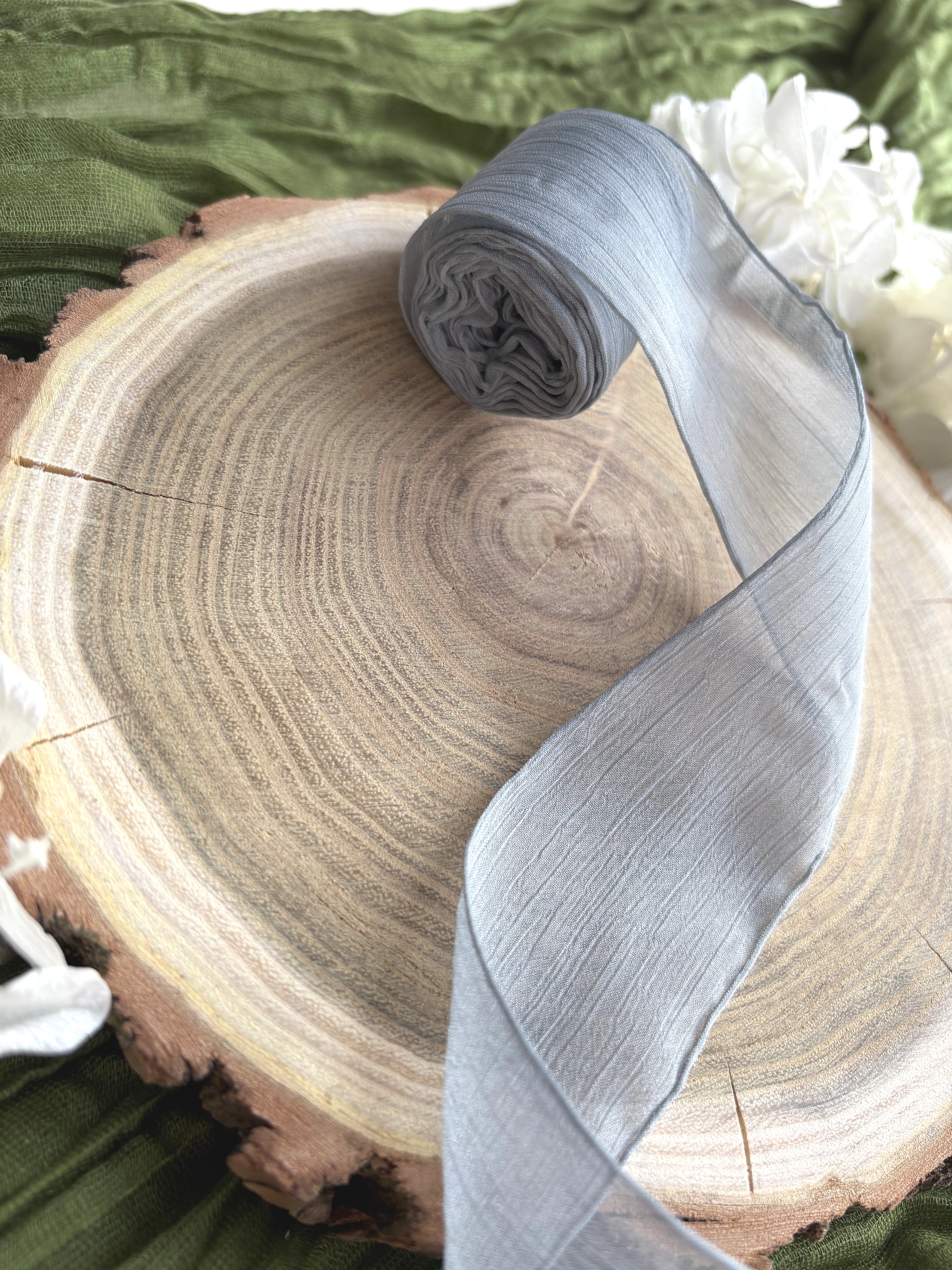 Panglică șifon texturat gri pentru decor elegant | AnArt Boutique [2]