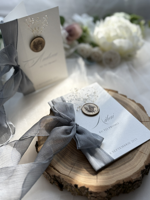 Panglică șifon texturat gri pentru decor elegant | AnArt Boutique [4]