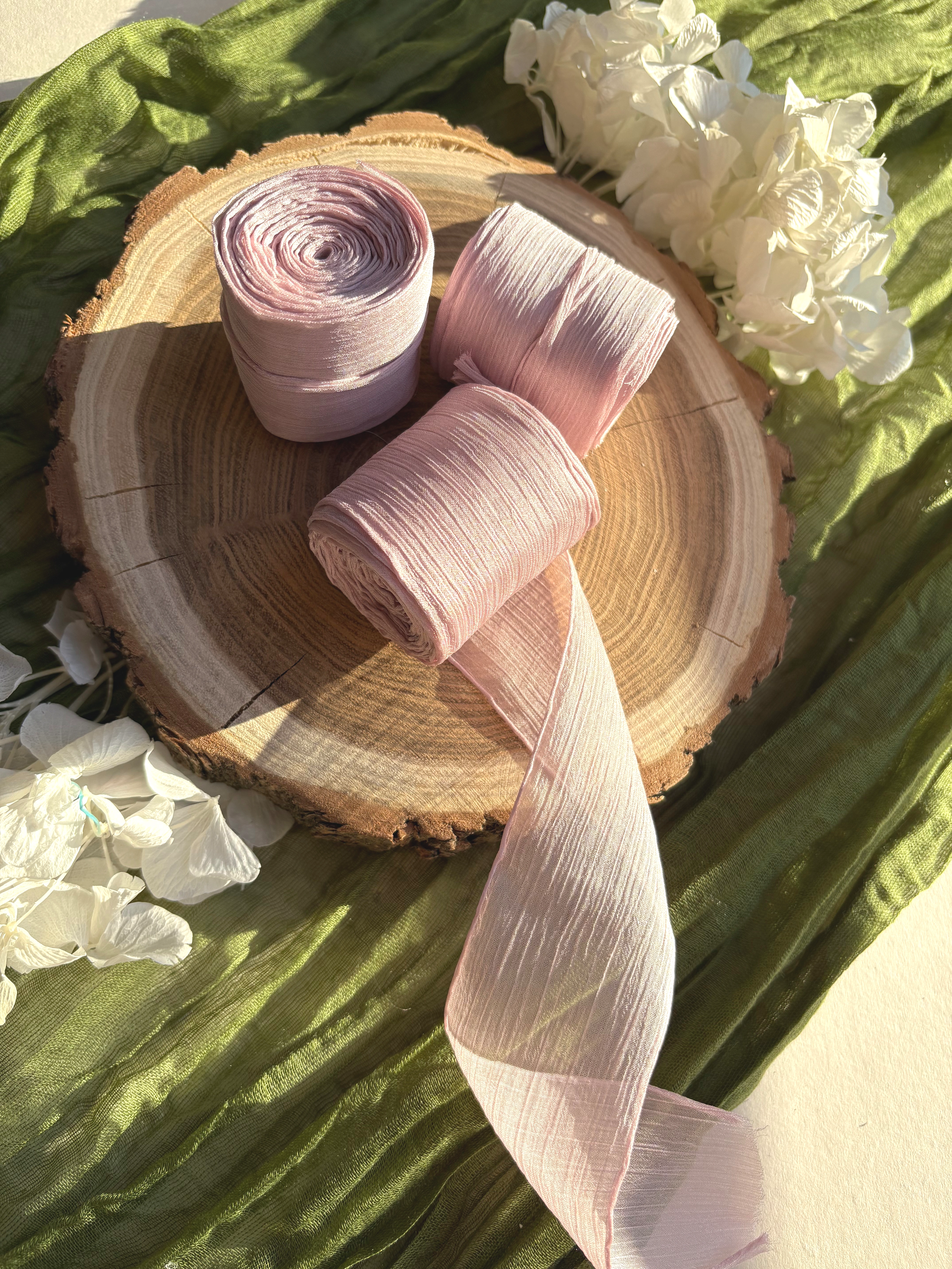 Panglică șifon texturat roz pudrat pentru decor elegant | AnArt Boutique [3]