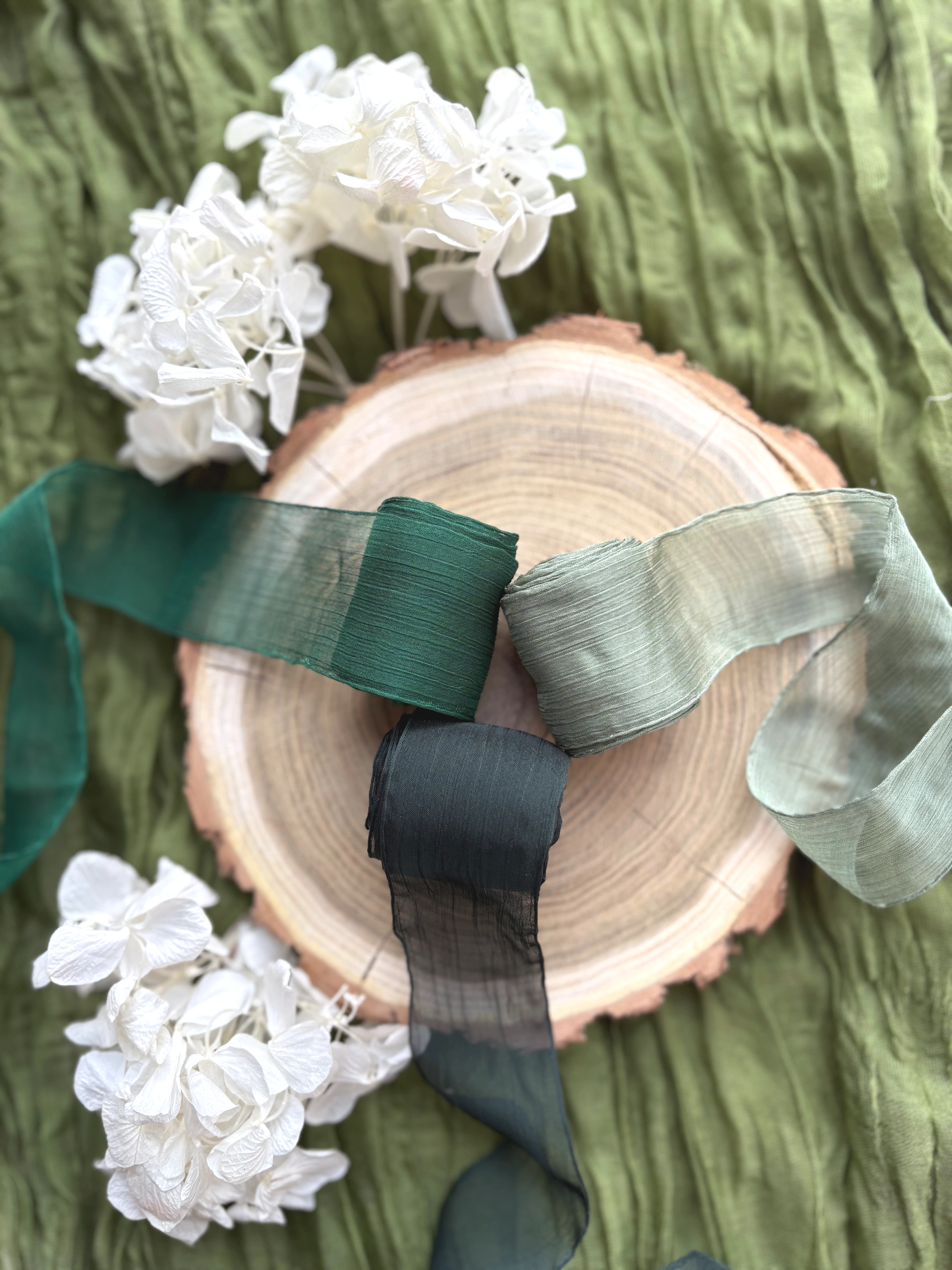 Panglică șifon texturat Sage Green pentru decor elegant | AnArt Boutique [2]