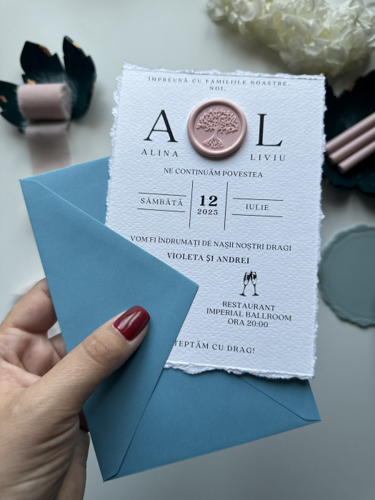 Plic albastru azur 110 g pentru invitații | AnArt Boutique [5]