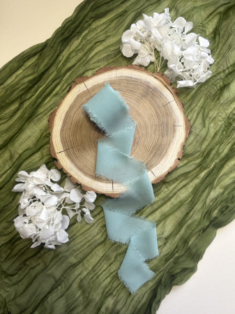 Panglică de mătase Blue Aqua pentru decor elegant | AnArt Boutique