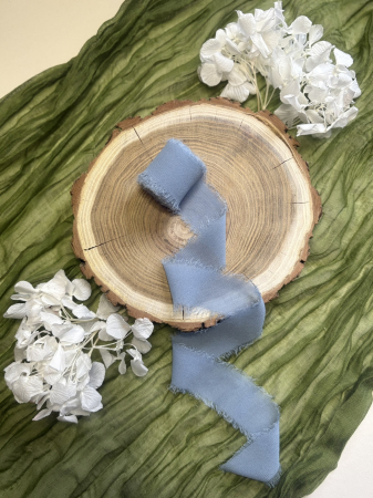 Panglica de matase - Panglică de mătase albastru prăfuit pentru decor elegant | AnArt Boutique