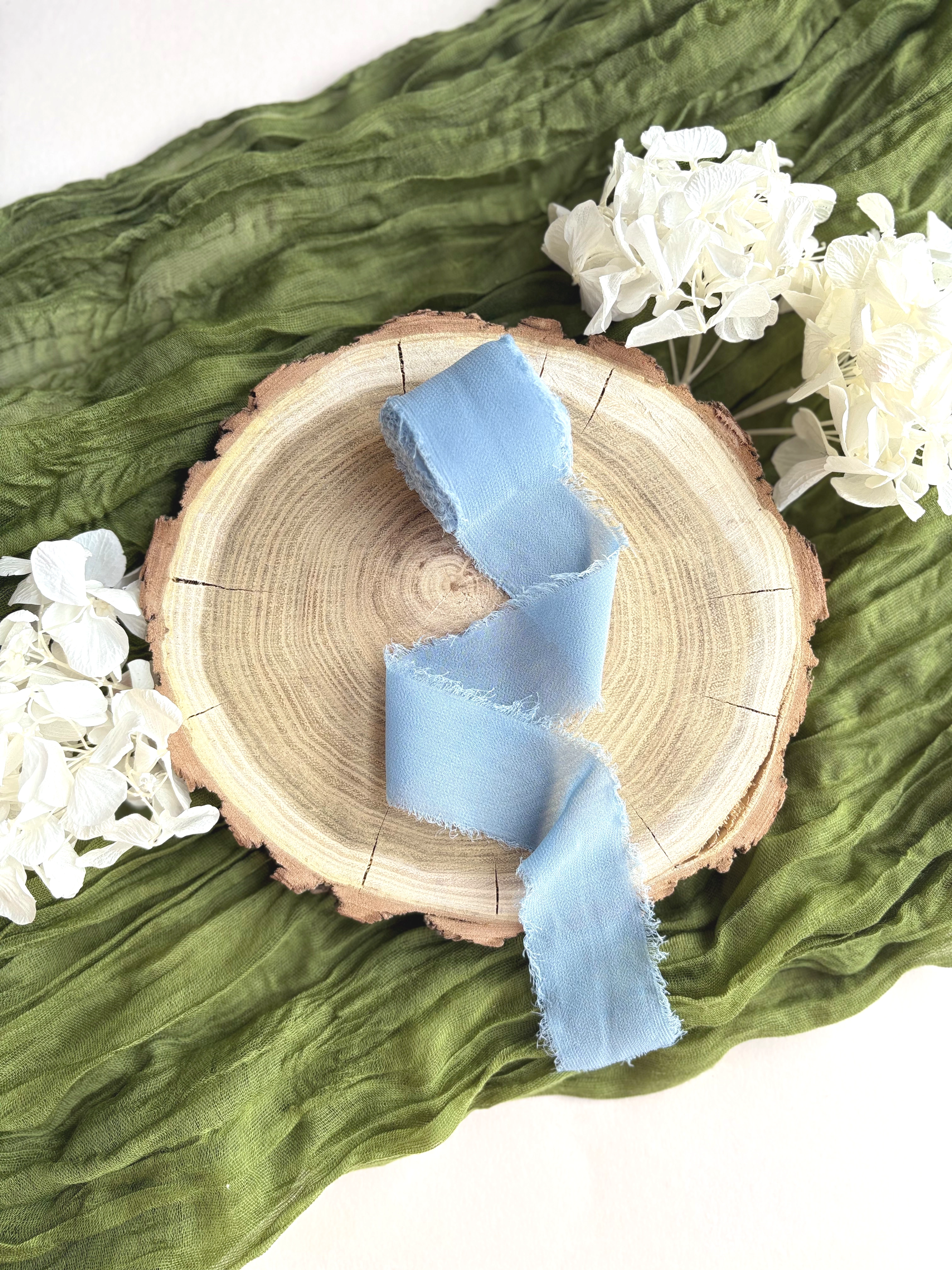 Panglica - Panglică de mătase albastru prăfuit pentru decor elegant | AnArt Boutique