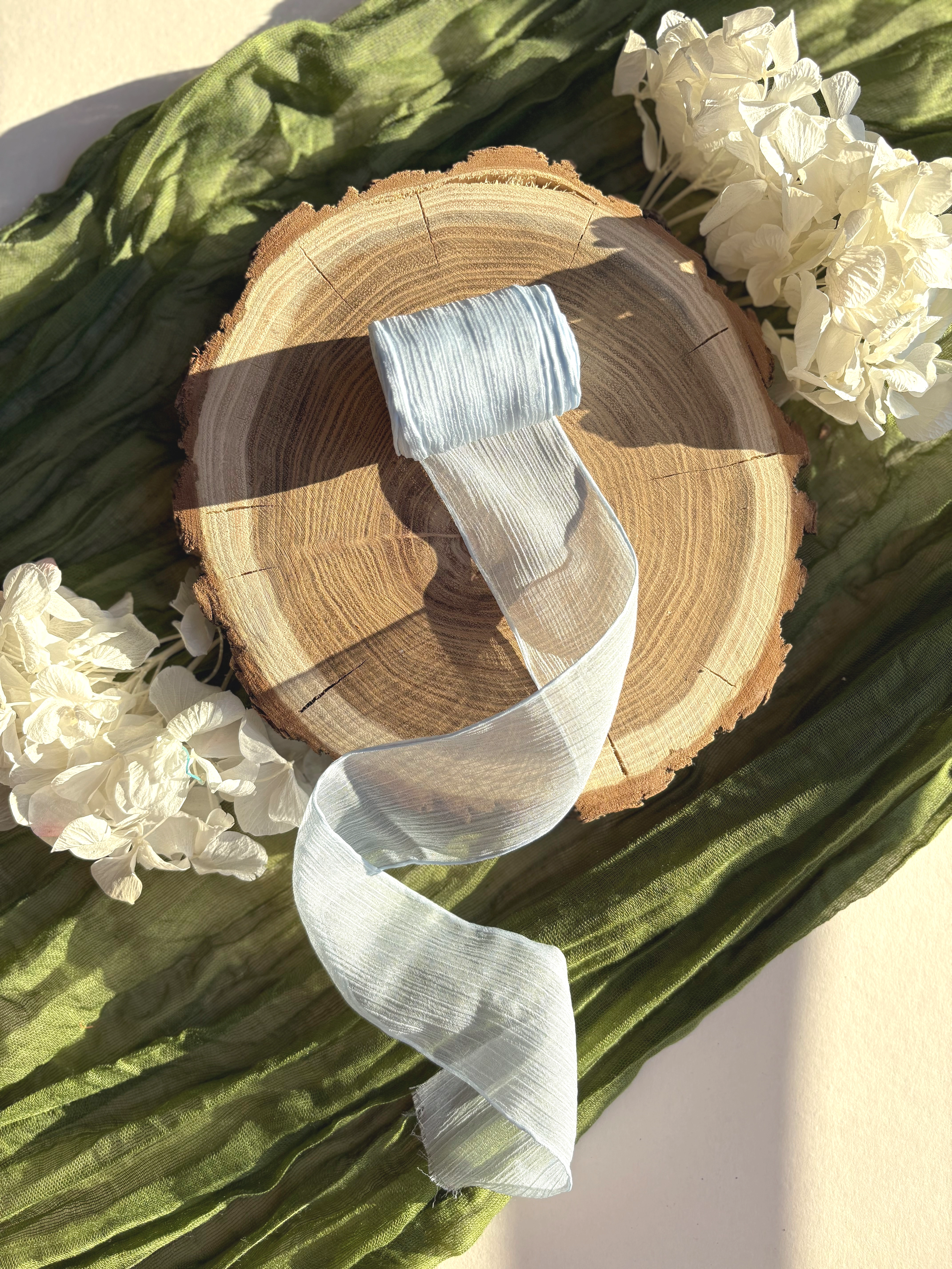 Panglica șifon texturat - Panglică șifon baby blue pentru decor elegant, AnArt Boutique