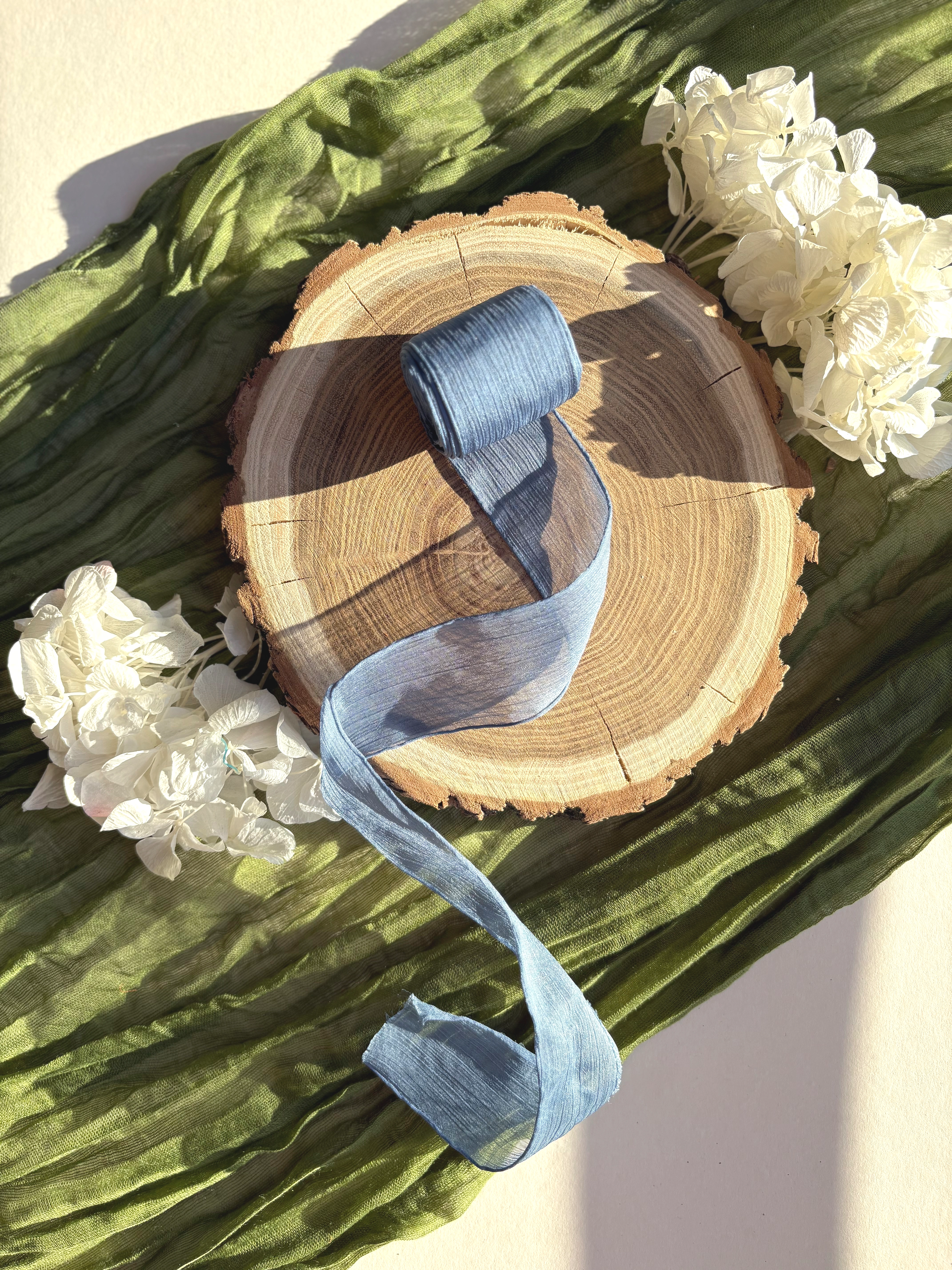 Panglica șifon texturat - Panglică șifon texturat Blue Navy pentru decor elegant | AnArt Boutique