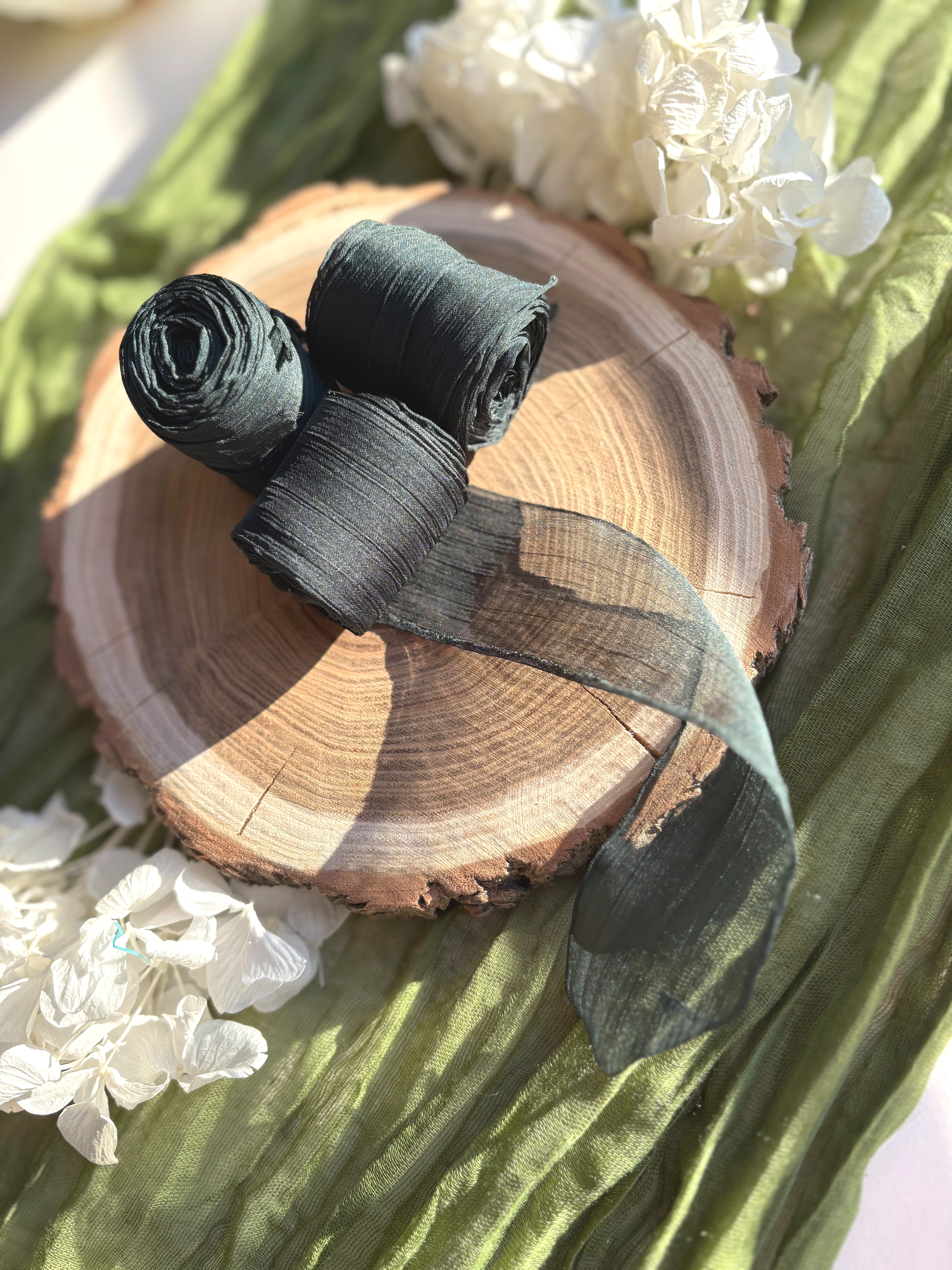 Panglică șifon texturat verde pădure – ideală evenimente | AnArt Boutique [3]