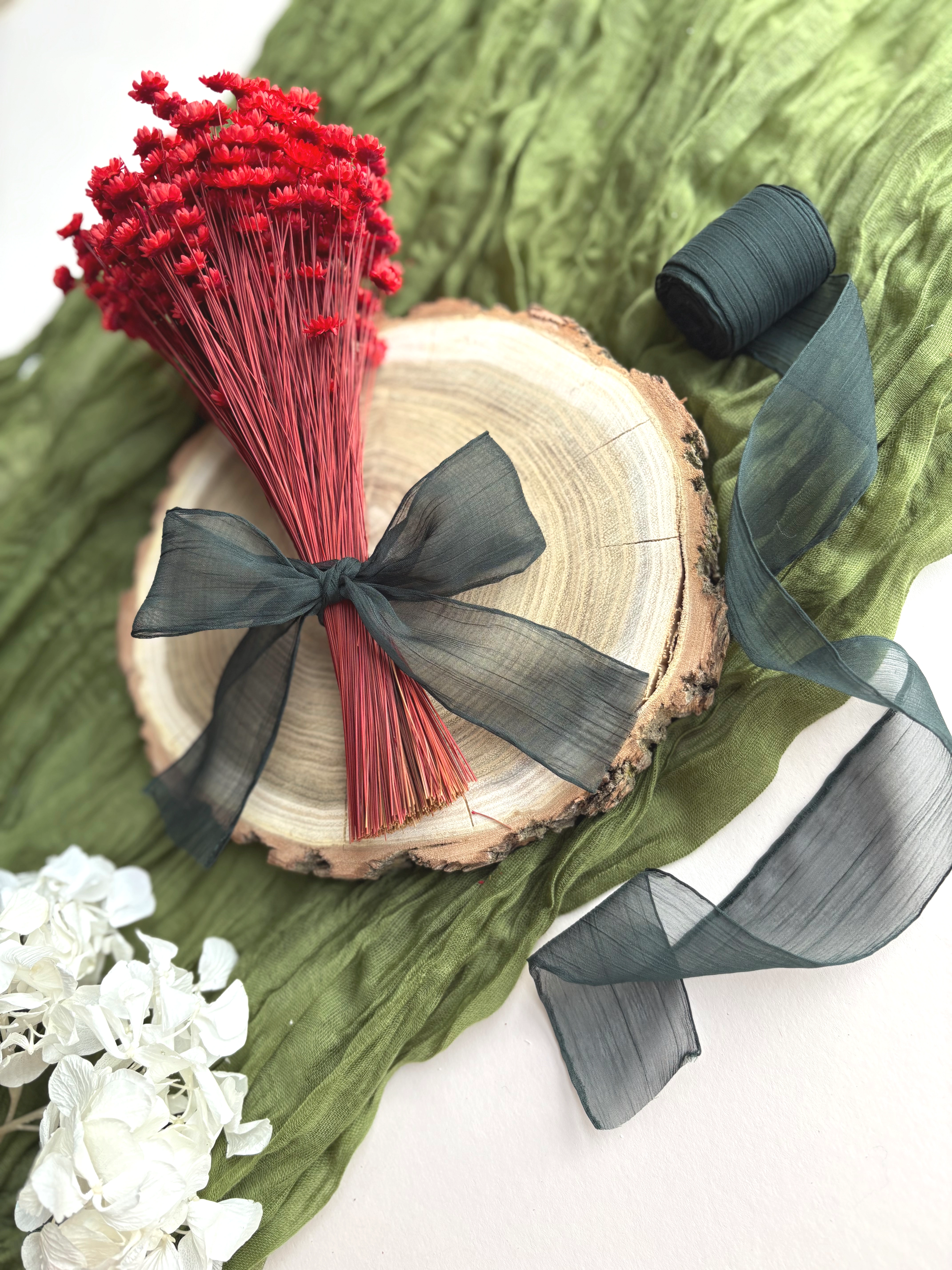 Panglică șifon texturat verde pădure – ideală evenimente | AnArt Boutique [2]