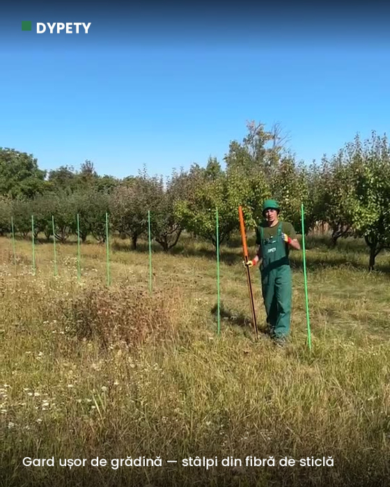 Stâlpi din fibră de sticlă de 2 m bătuți în pământ pentru gard ușor de grădină — DYPETY [2]