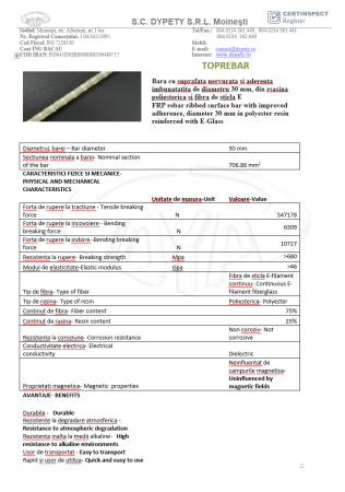 Bară armătură  din fibră de sticlă Ø30 - 12m [1]