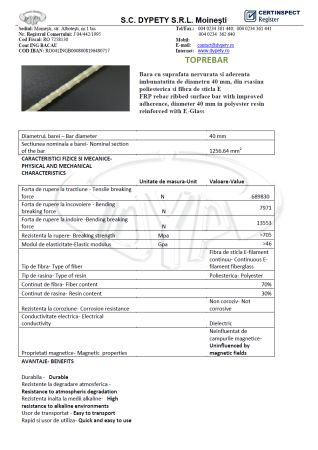 Bară armătură  din fibră de sticlă Ø40 - 12m [1]