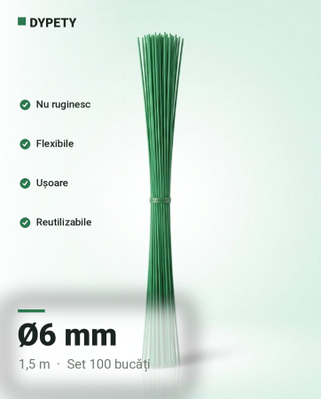 Tije și Arcade din fibră de sticlă - Set 100 Tije Fibra Sticla  Φ 6mm – 1.5 m lungime
