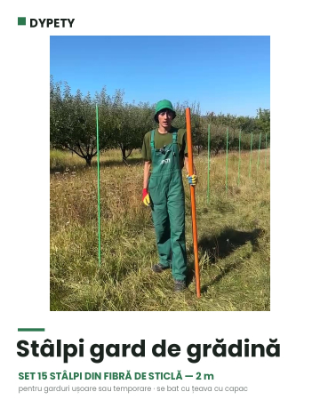 Stâlpi pentru garduri ușoare și temporare - Stâlpi din fibră de sticlă de 2 m bătuți în pământ pentru gard ușor de grădină — DYPETY
