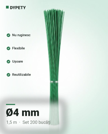 Tije și Arcade din fibră de sticlă - Set 200 Tije Fibra Sticla  Φ 4mm – 1.5 m lungime