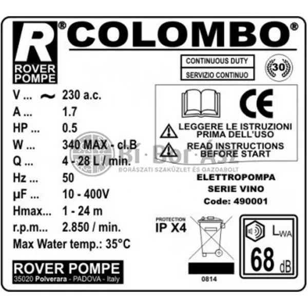 Filtru vin Colombo 6 cu cadru de inox [1]