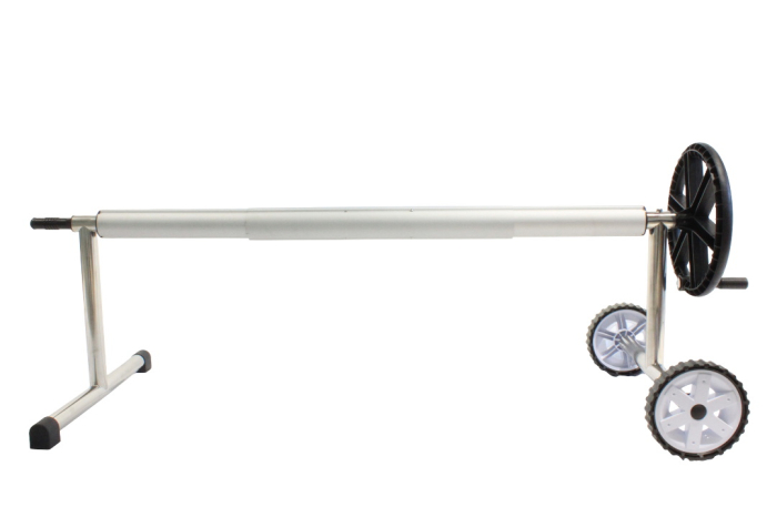 Derulator telescopic prelată de vară - tub aluminiu Ø 102 mm reglabil 4,9-6,45 m - suporturi inox cu roți - piscine [2]