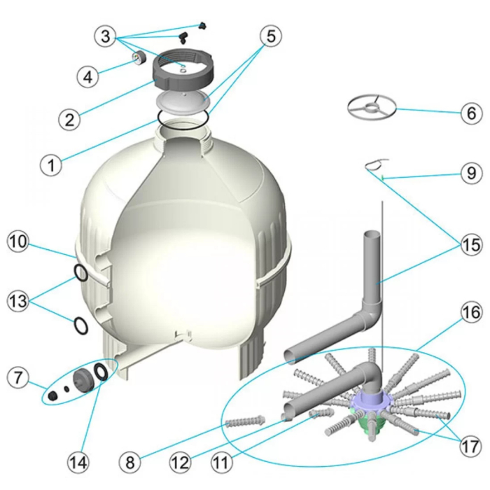 Filtru cu nisip AstralPool Cantabric D600 montaj lateral 600mm 14m³h vana multiport 1½" piscine 84m³ [4]